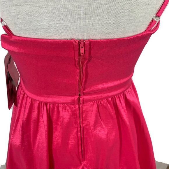 Honey and Rosie Hot Pink Satin V-Neck Fit & Flare Party Dress Sz 5 Cocktail Mini - Picture 6 of 13